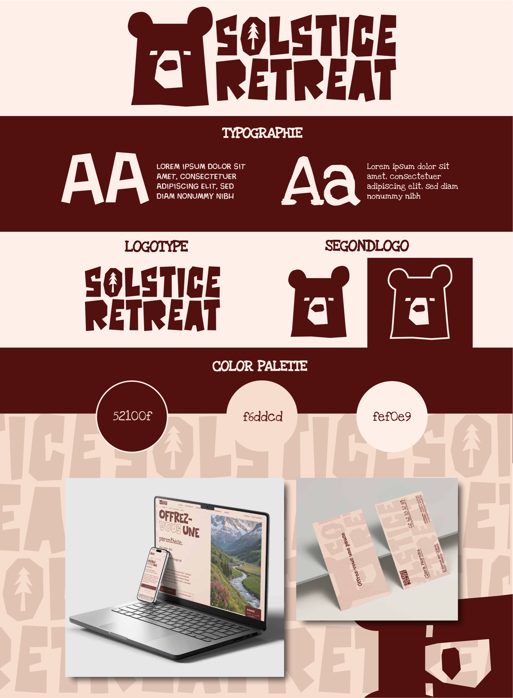 Solstice Retreat — planche de marque complète